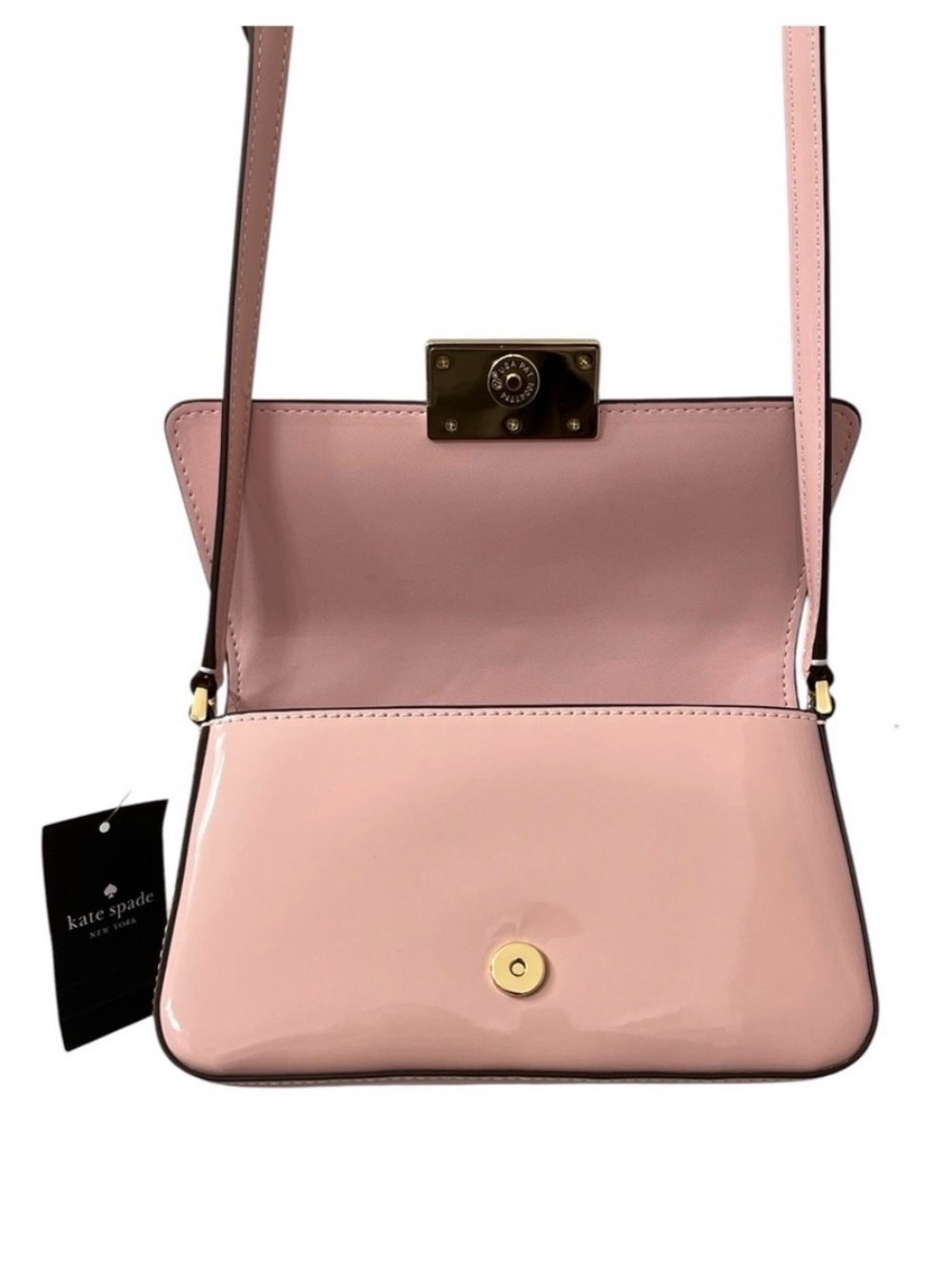 kate spade Light Pink Patent Leather Crossbody with Gold Plaque - Picture 4 of 5